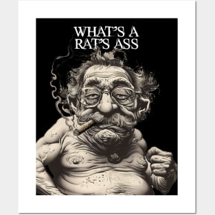 Puff Sumo: Asking for a Friend... What's a Rat's Ass? on a Dark Background Posters and Art
